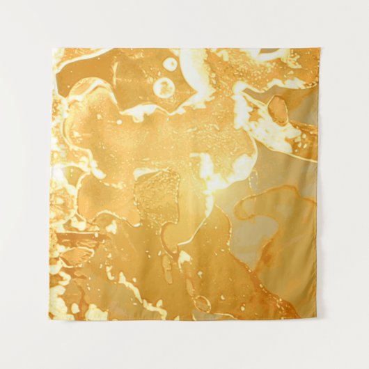 Golden Yellow Marble Ink Pattern Wandteppich (Vorderseite)