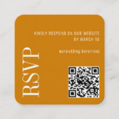 Golden Yellow Modern Custom QR Code Wedding RSVP Begleitkarte (Vorderseite)