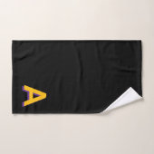 Golden Yellow Monogram on Black Badhandtuch Set (Handtuch)
