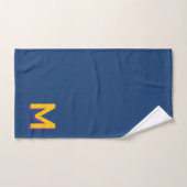 Golden Yellow Monogram on Dark Blue Bath Towel Set (Handtuch)