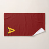 Golden Yellow Monogram on Maroon Badhandtuch Set (Handtuch)
