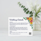 Golden Yellow Navy Blue Boho Bouquet QR Code Begleitkarte (Stehend Vorderseite)