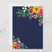Golden Yellow Navy Bohemisch Bouquet Einladung (Rückseite)