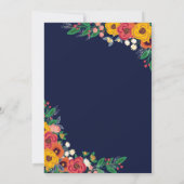Golden Yellow Navy Boho Floral Parents Hosting Einladung (Rückseite)