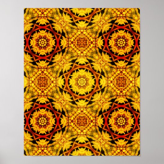 Golden Yellow Orange Abstrakte Blume Kunst, Dichtu Poster (Vorne)