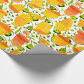 Golden Yellow & Orange Acorn Muster Geschenkpapier (Ecke)