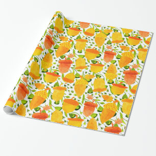 Golden Yellow & Orange Acorn Muster Geschenkpapier