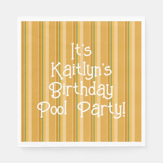 Golden Yellow Orange Green Rust Strip Serviette (Vorderseite)