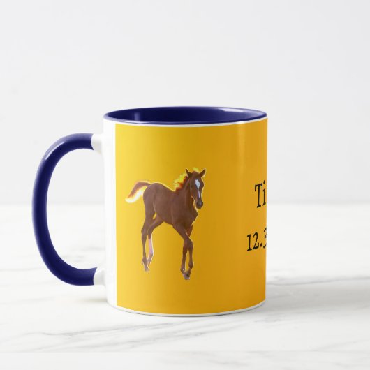 Golden Yellow Orange Horse Foal Datum hinzufügen Tasse (Links)