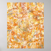Golden Yellow Orange Warme Pinselstriche Abstrakt Poster (Vorne)