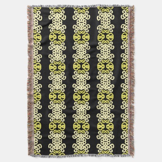Golden Yellow Ornamental Stripe Seamless Pattern Decke (Vorderseite Vertikal)