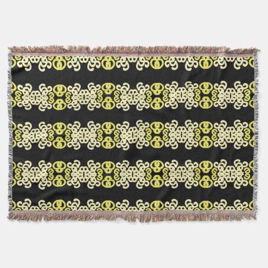 Golden Yellow Ornamental Stripe Seamless Pattern Decke (Vorderseite)