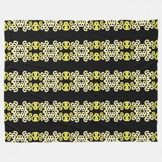 Golden Yellow Ornamental Stripe Seamless Pattern Fleecedecke (Vorderseite (Horizontal))