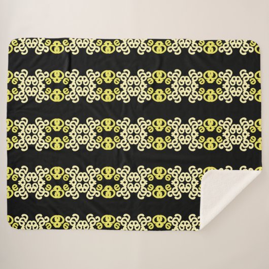 Golden Yellow Ornamental Stripe Seamless Pattern Sherpadecke (Vorderseite (Horizontal))