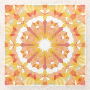 Golden Yellow Pastel Pink Star Eclectic Dekoration Glasuntersetzer