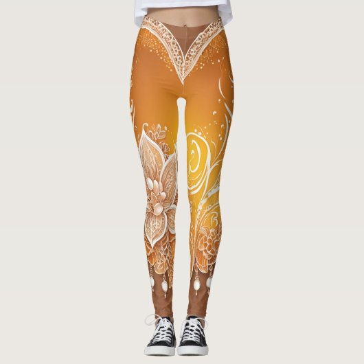 Golden Yellow Pearls Kunst Leggings (Vorderseite)