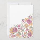 Golden Yellow Pink Floral Watercolor Babydusche Einladung (Rückseite)