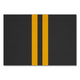 Golden Yellow Racing Stripes Carbon Fibre Style Tischnummer