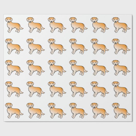 Golden Yellow Retriever Cartoon Dog Muster Geschenkpapier (Flach)
