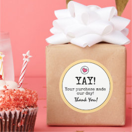 Golden Yellow Retro mit Herz Business Vielen Dank Runder Aufkleber