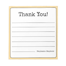 Golden Yellow Retro Vielen Dank, Ihr Name ist gepr Notizblock