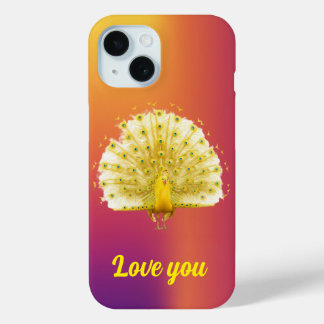 Golden Yellow Royal Peacock Love You Anniversary Case-Mate iPhone Hülle