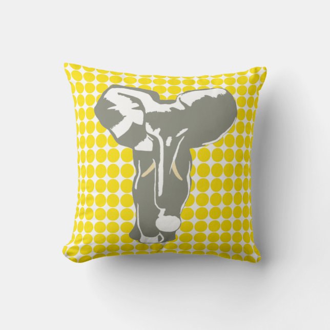 Golden Yellow Safari Dog mit Pop Art Elefant Kissen (Vorderseite)