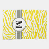 Golden Yellow Safari Zebra mit Monogramm Küchentuch (Horizontal)