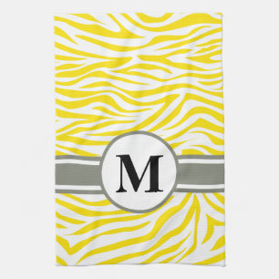 Golden Yellow Safari Zebra mit Monogramm Küchentuch