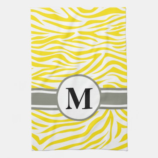 Golden Yellow Safari Zebra mit Monogramm Küchentuch (Vertikal)