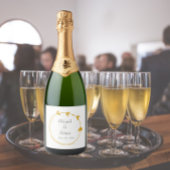 Golden Yellow Simple Heart Wreath Wedding Schaumweinetikett