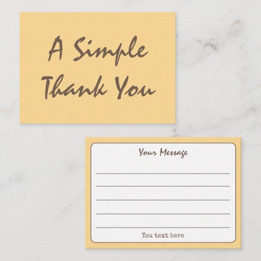 Golden Yellow Simple Script Danke Visitenkarte (Vorne/Hinten)