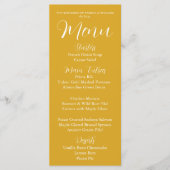 Golden Yellow Simple Style Hochzeitsessen Menükarte (Vorderseite)