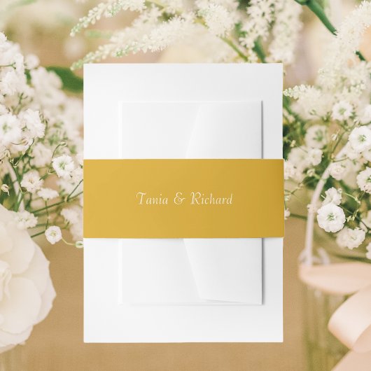 Golden Yellow Simple Stylish Name Wedding Einladungsbanderole