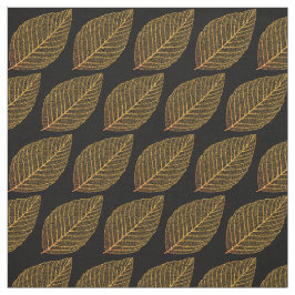 Golden Yellow Skeleton Leaf Muster über schwarz Stoff