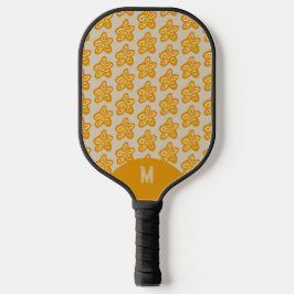 Golden Yellow Sketched Flowers on Sandy Cream Pickleball Schläger