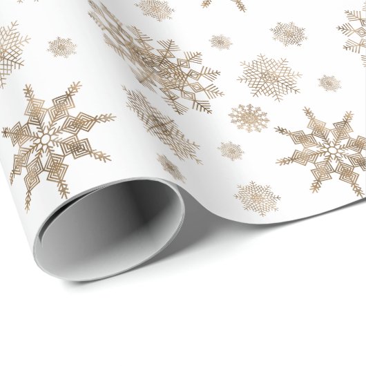 Golden Yellow Snowflakes Pattern Geschenkpapier (Rolleneckpunkt)