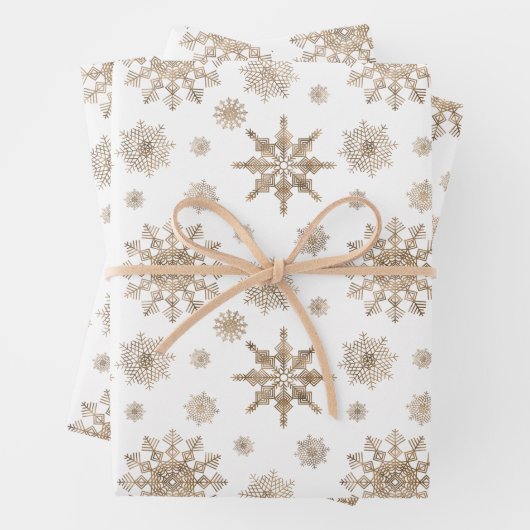Golden Yellow Snowflakes Pattern Geschenkpapier Set (Beispiel)