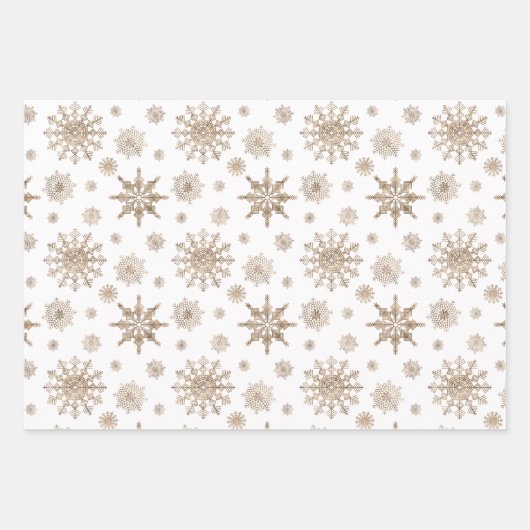 Golden Yellow Snowflakes Pattern Geschenkpapier Set (Vorderseite)