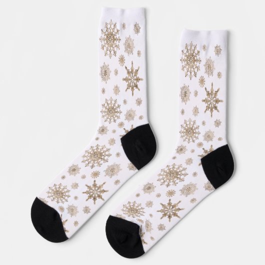Golden Yellow Snowflakes Pattern Socken (Linkes Detail)