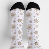 Golden Yellow Snowflakes Pattern Socken (Oben)