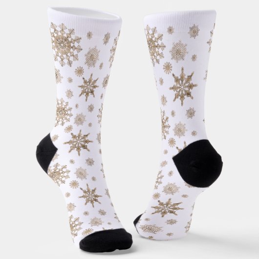 Golden Yellow Snowflakes Pattern Socken (Gewinkelt)