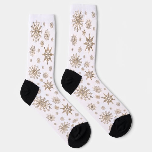 Golden Yellow Snowflakes Pattern Socken (Rechts)