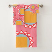 Golden Yellow Square Pattern Badhandtuch Set (Insitu)