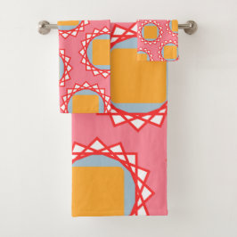 Golden Yellow Square Pattern Badhandtuch Set