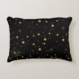 Golden Yellow Stars Black Night Sky Dekokissen