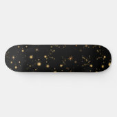 Golden Yellow Stars Black Night Sky Skateboard (Horizontal)