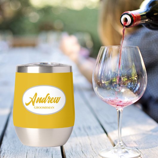 Golden Yellow Stylish Name Wedding Trauzeuge