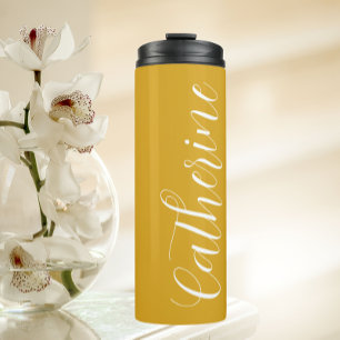 Golden Yellow Stylisierte Hochzeitsmaid Thermosbecher