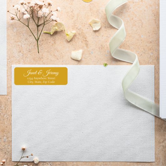 Golden Yellow Stylisierte Name Wedding Rücksendead